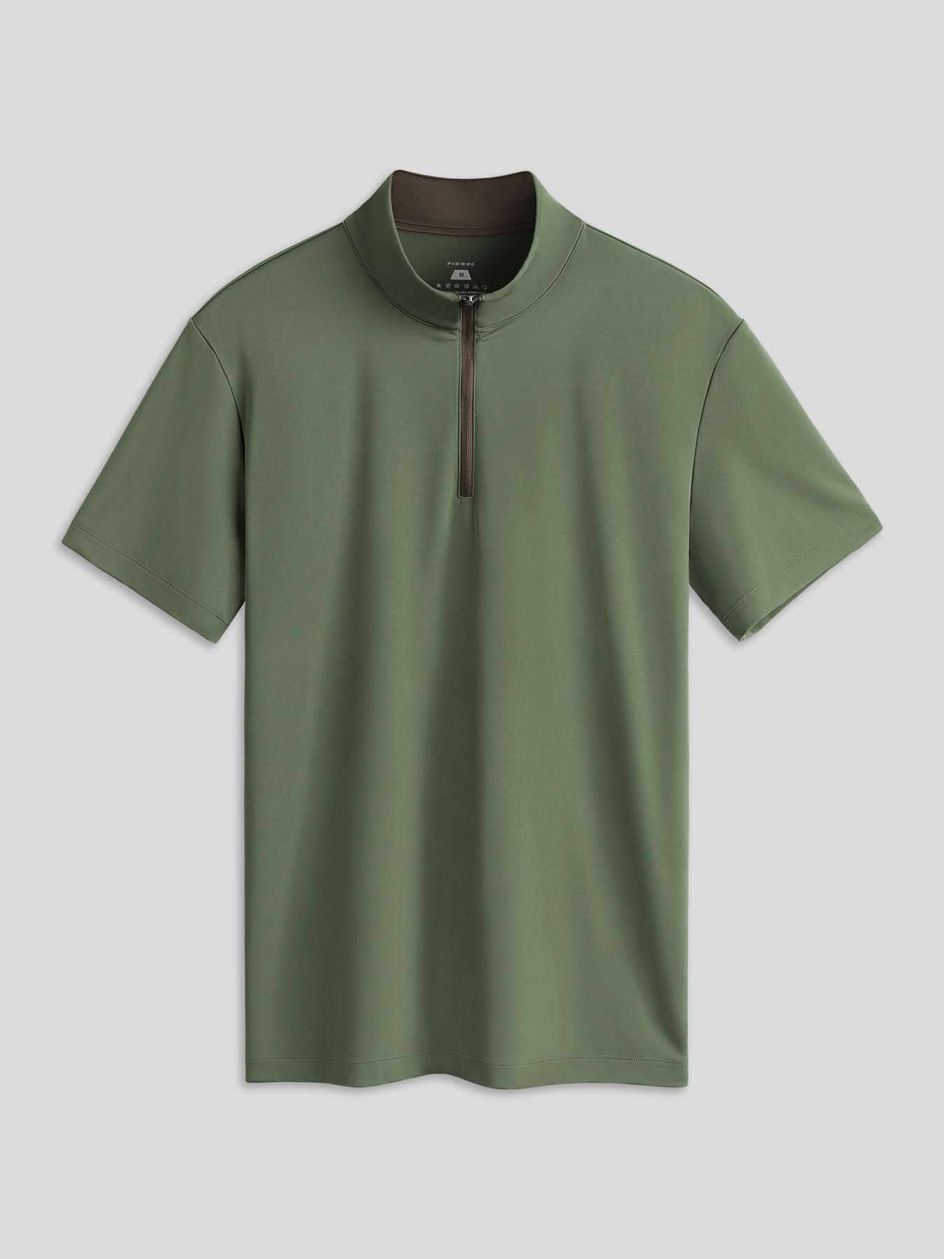 SmoothBlend Half Zip Mock Neck Short Sleeve Tee
